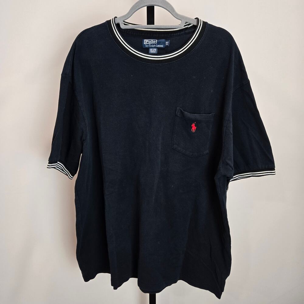 Vintage Polo‎ Ralph Lauren Ringer Short Sleeve Knit Shirt Sweater Jumper XL Tall